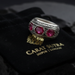 Hand-Engraved Silver Band | 925 Sterling, studded with Original Ruby | With Certificate of Authenticity and 925 Hallmark - caratsutra