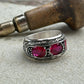 Hand-Engraved Silver Band | 925 Sterling, studded with Original Ruby | With Certificate of Authenticity and 925 Hallmark - caratsutra