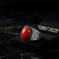 Oval shaped 10ct Natural Red Coral (Moonga) | 925 Sterling Silver Oxidized Ring | With Certificate of Authenticity and 925 Hallmark - caratsutra