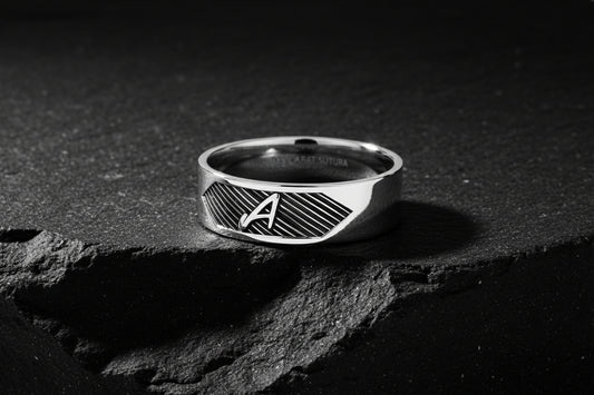 4mm wide Name Initials Classic Band Ring for Men, Glossy Finish, Sterling Silver 925 Ring | Jewellery for Men| With Certificate of Authenticity and 925 Hallmark - caratsutra