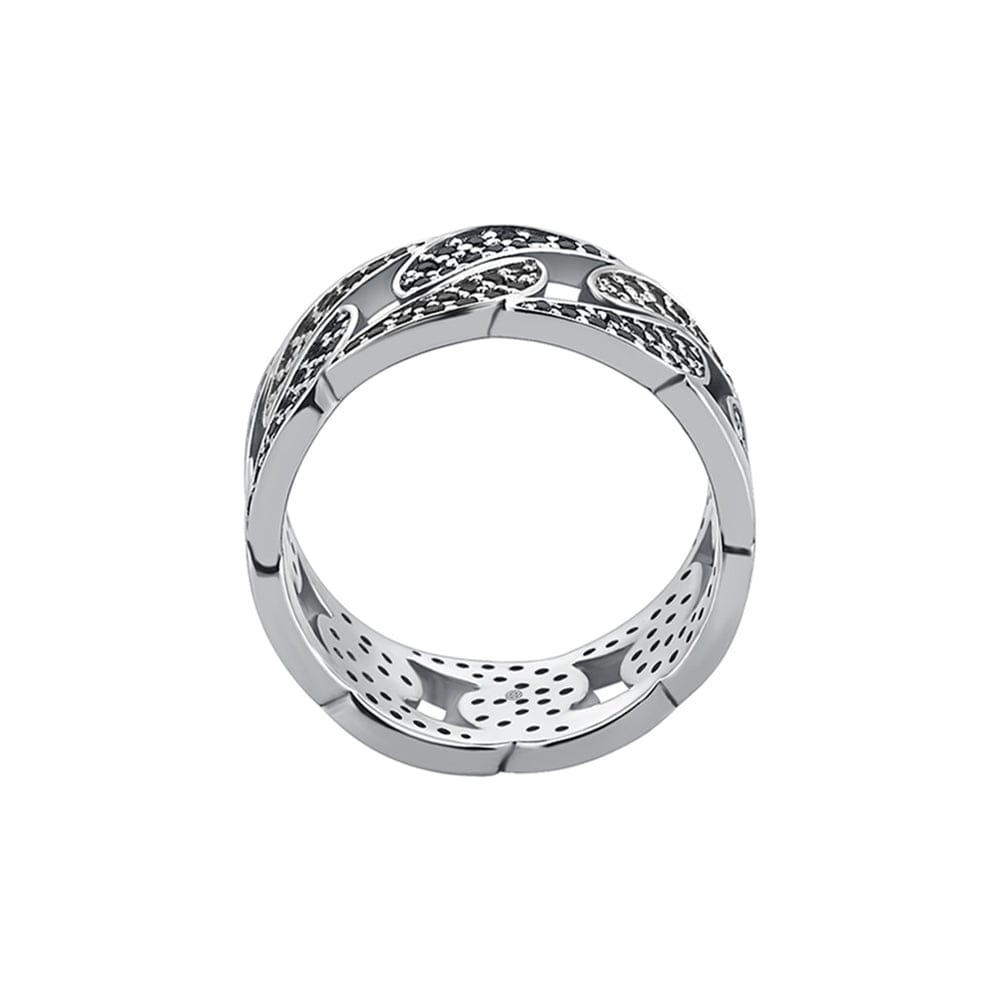 6mm wide Iced Out Cuban link Band Ring for Men, Sterling Silver 925 Ring | Jewellery for Men| With Certificate of Authenticity and 925 Hallmark - caratsutra