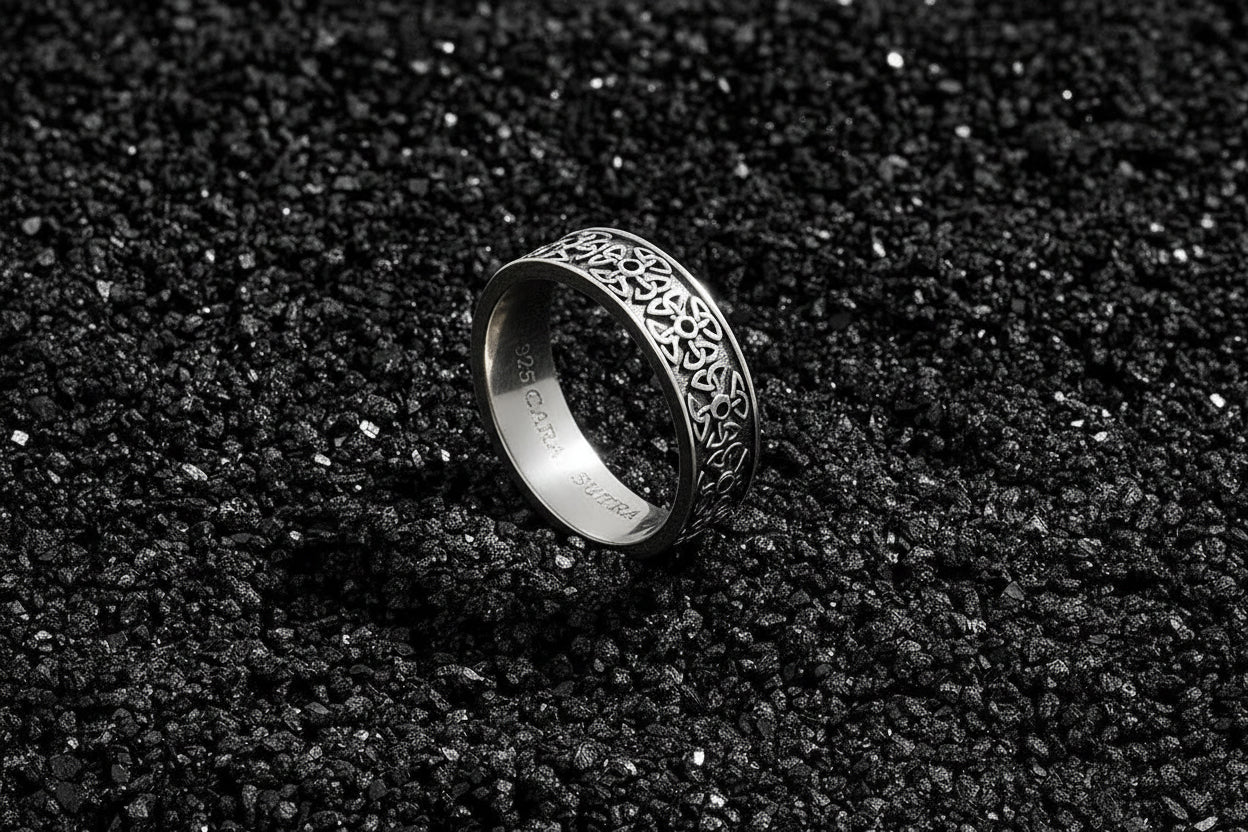 4mm wide Wheel designed Band Ring, Brush Matt-Finish, Sterling Silver 925 Ring | Jewellery for Men| With Certificate of Authenticity and 925 Hallmark - caratsutra