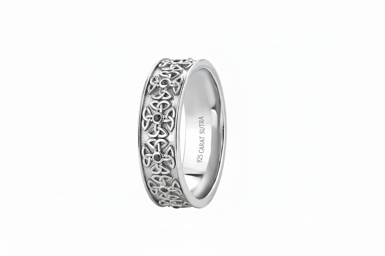 4mm wide Wheel designed Band Ring, Brush Matt-Finish, Sterling Silver 925 Ring | Jewellery for Men| With Certificate of Authenticity and 925 Hallmark - caratsutra