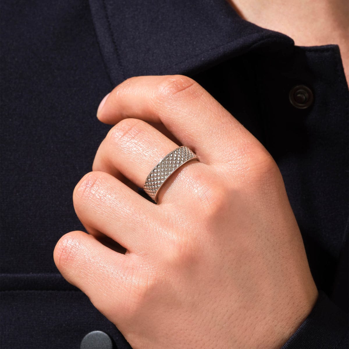 4mm wide Minimal Pyramid Band Ring for Men, Brush Matt-Finish, Sterling Silver 925 Ring | Jewellery for Men| With Certificate of Authenticity and 925 Hallmark - caratsutra