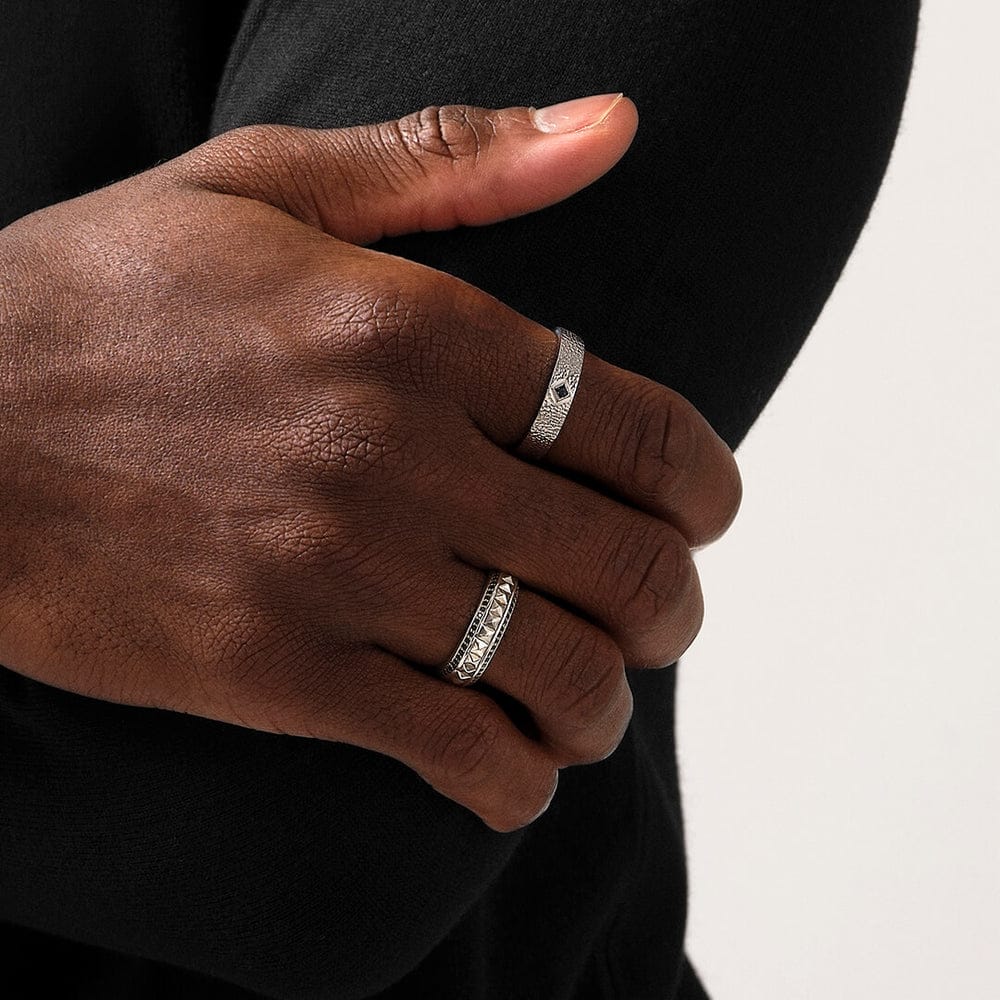 4mm wide Hammered Classic Band Ring for Men, Brush Matt-Finish, Sterling Silver 925 Ring | Jewellery for Men| With Certificate of Authenticity and 925 Hallmark - caratsutra