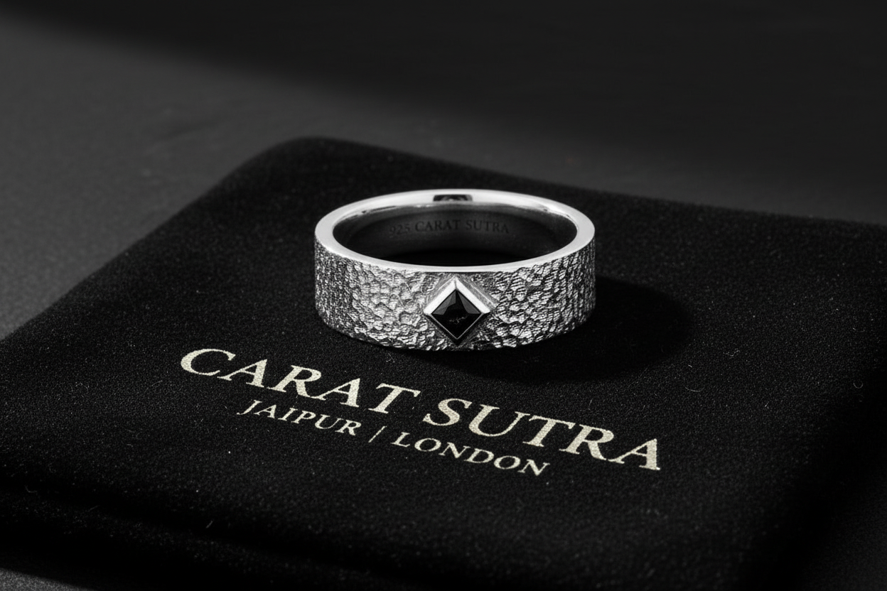 4mm wide Hammered Classic Band Ring for Men, Brush Matt-Finish, Sterling Silver 925 Ring | Jewellery for Men| With Certificate of Authenticity and 925 Hallmark - caratsutra