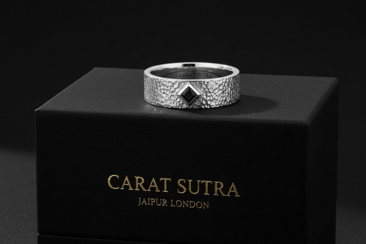4mm wide Hammered Classic Band Ring for Men, Brush Matt-Finish, Sterling Silver 925 Ring | Jewellery for Men| With Certificate of Authenticity and 925 Hallmark - caratsutra