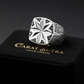 Star Hand-Engraved Ring for Men, Brush Matt-Finish, Sterling Silver 925 Ring | Jewellery for Men| With Certificate of Authenticity and 925 Hallmark - caratsutra
