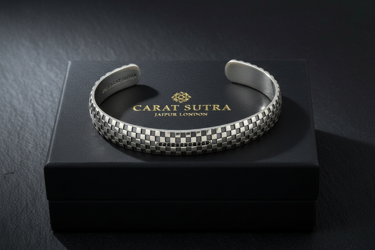 RARE PRINCE by CARAT SUTRA | Adjustable Modern Style Bangle/kadaa/Handcuff | 925 Sterling Silver Bracelet | With Certificate of Authenticity and 925 Hallmark - caratsutra