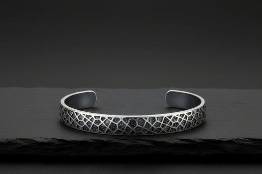 Uneven Textured Adjustable Modern Style Bangle/kadaa/Handcuff | 925 Sterling Silver Bracelet | With Certificate of Authenticity and 925 Hallmark - caratsutra