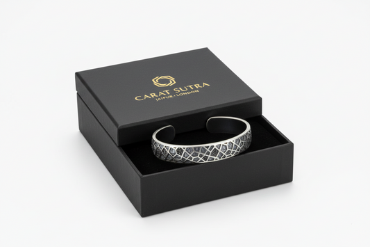Uneven Textured Adjustable Modern Style Bangle/kadaa/Handcuff | 925 Sterling Silver Bracelet | With Certificate of Authenticity and 925 Hallmark - caratsutra
