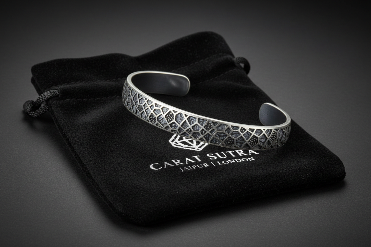 Uneven Textured Adjustable Modern Style Bangle/kadaa/Handcuff | 925 Sterling Silver Bracelet | With Certificate of Authenticity and 925 Hallmark - caratsutra