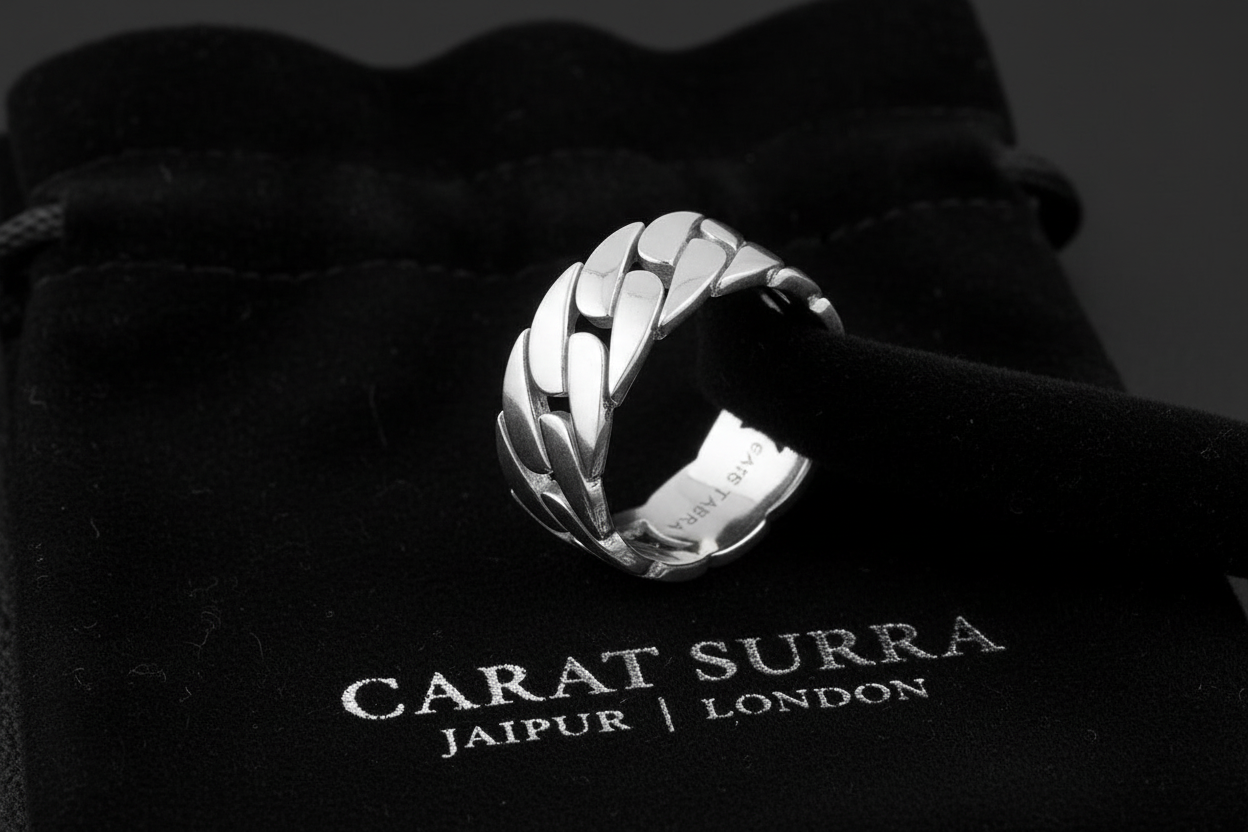 6mm wide Cuban Band Ring for Men, Sterling Silver 925 Ring | With Certificate of Authenticity and 925 Hallmark - caratsutra