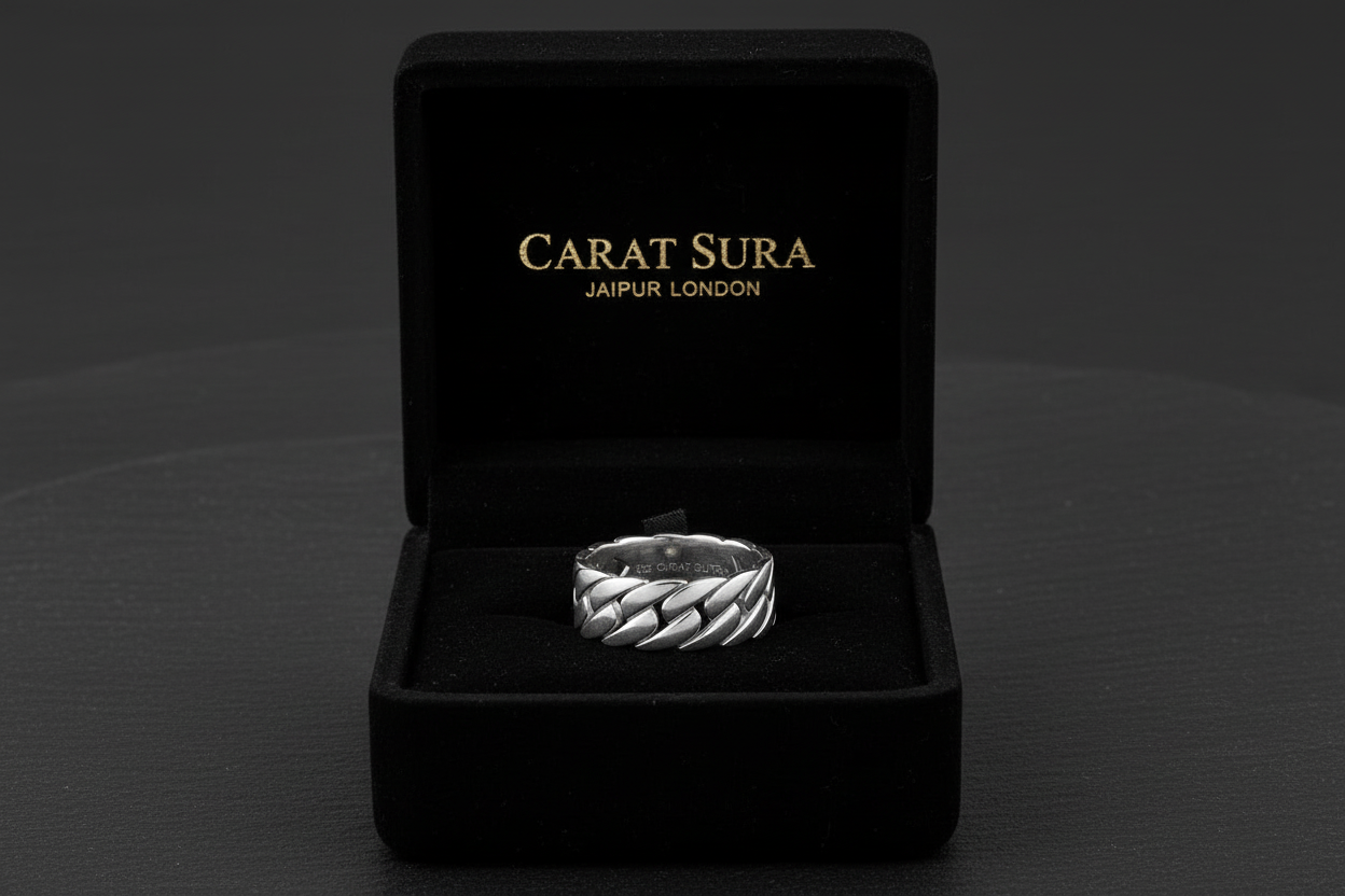 6mm wide Cuban Band Ring for Men, Sterling Silver 925 Ring | With Certificate of Authenticity and 925 Hallmark - caratsutra