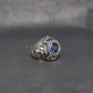 Double Faced Lion Ring with Original Blue Sapphire Stone | 925 Sterling Silver Oxidized Ring |  With Certificate of Authenticity and 925 Hallmark - caratsutra
