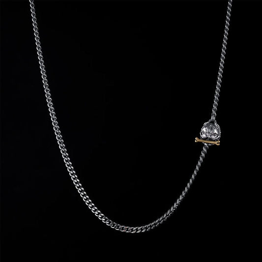 RARE PRINCE by CARAT SUTRA | 4mm wide Cuban with Pitbul Face lock chain Oxidised Box Chain | 925 Sterling Silver Chain |With Certificate of Authenticity and 925 Hallmark - caratsutra