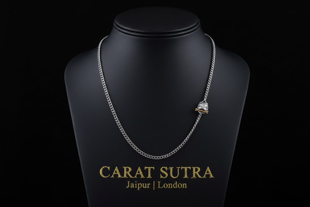 RARE PRINCE by CARAT SUTRA | 4mm wide Cuban with Pitbul Face lock chain Oxidised Box Chain | 925 Sterling Silver Chain |With Certificate of Authenticity and 925 Hallmark - caratsutra