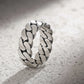5mm wide Matt Finish Cuban link Band Ring, Sterling Silver 925 Ring | With Certificate of Authenticity and 925 Hallmark - caratsutra