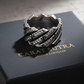 6mm wide, White Zircon Iced Out Cuban link Band Ring for Men, Sterling Silver 925 Ring | With Certificate of Authenticity and 925 Hallmark - caratsutra