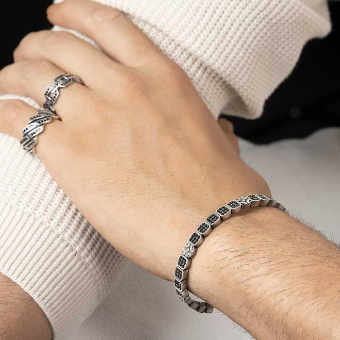 6mm wide, White Zircon Iced Out Cuban link Band Ring for Men, Sterling Silver 925 Ring | With Certificate of Authenticity and 925 Hallmark - caratsutra