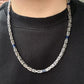 Solid 8mm Byzantine Link Chain, studded with Blue Zircon baguette cut | 925 Sterling Silver Chain | With Certificate of Authenticity and 925 Hallmark - caratsutra