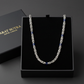 Solid 8mm Byzantine Link Chain, studded with Blue Zircon baguette cut | 925 Sterling Silver Chain | With Certificate of Authenticity and 925 Hallmark - caratsutra