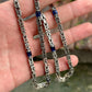 Solid 8mm Byzantine Link Chain, studded with Blue Zircon baguette cut | 925 Sterling Silver Chain | With Certificate of Authenticity and 925 Hallmark - caratsutra