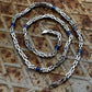 Solid 8mm Byzantine Link Chain, studded with Blue Zircon baguette cut | 925 Sterling Silver Chain | With Certificate of Authenticity and 925 Hallmark - caratsutra