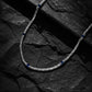 Solid 4mm Byzantine Link Chain, studded with Blue Zircon baguette cut | 925 Sterling Silver Chain | With Certificate of Authenticity and 925 Hallmark - caratsutra