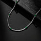 Solid 4mm Byzantine Link Chain, studded with Green Zircon baguette cut | 925 Sterling Silver Chain | With Certificate of Authenticity and 925 Hallmark - caratsutra