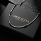 Solid 4mm Byzantine Link Chain, studded with Green Zircon baguette cut | 925 Sterling Silver Chain | With Certificate of Authenticity and 925 Hallmark - caratsutra