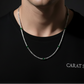 Solid 4mm Byzantine Link Chain, studded with Green Zircon baguette cut | 925 Sterling Silver Chain | With Certificate of Authenticity and 925 Hallmark - caratsutra