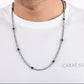 Solid 4mm Byzantine Link Chain, studded with Blue Zircon baguette cut | 925 Sterling Silver Chain | With Certificate of Authenticity and 925 Hallmark - caratsutra
