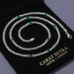 Solid 4mm Byzantine Link Chain, studded with Green Zircon baguette cut | 925 Sterling Silver Chain | With Certificate of Authenticity and 925 Hallmark - caratsutra