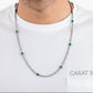 Solid 4mm Byzantine Link Chain, studded with Green Zircon baguette cut | 925 Sterling Silver Chain | With Certificate of Authenticity and 925 Hallmark - caratsutra