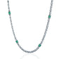 Solid 6mm Byzantine Link Chain, studded with Green Zircon baguette cut | 925 Sterling Silver Chain | With Certificate of Authenticity and 925 Hallmark - caratsutra