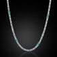 Solid 6mm Byzantine Link Chain, studded with Green Zircon baguette cut | 925 Sterling Silver Chain | With Certificate of Authenticity and 925 Hallmark - caratsutra