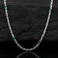 Solid 6mm Byzantine Link Chain, studded with Green Zircon baguette cut | 925 Sterling Silver Chain | With Certificate of Authenticity and 925 Hallmark - caratsutra
