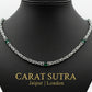 Solid 8mm Byzantine Link Chain, studded with Green Zircon baguette cut | 925 Sterling Silver Chain | With Certificate of Authenticity and 925 Hallmark - caratsutra
