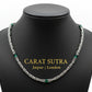 Solid 8mm Byzantine Link Chain, studded with Green Zircon baguette cut | 925 Sterling Silver Chain | With Certificate of Authenticity and 925 Hallmark - caratsutra