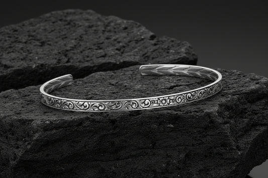 3mm wide Exclusive Hand-Engraved for Men, Oxidized Sterling Silver 925 Ring | Jewellery for Men| With Certificate of Authenticity and 925 Hallmark - caratsutra