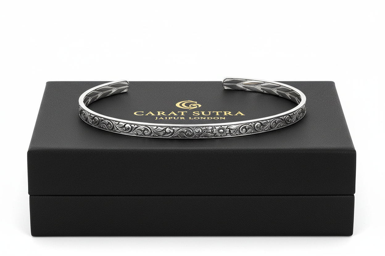 3mm wide Exclusive Hand-Engraved for Men, Oxidized Sterling Silver 925 Ring | Jewellery for Men| With Certificate of Authenticity and 925 Hallmark - caratsutra
