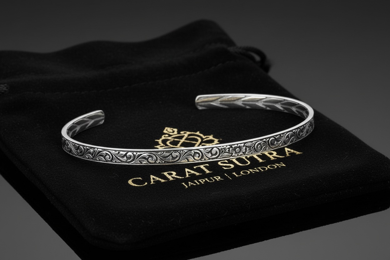 3mm wide Exclusive Hand-Engraved for Men, Oxidized Sterling Silver 925 Ring | Jewellery for Men| With Certificate of Authenticity and 925 Hallmark - caratsutra