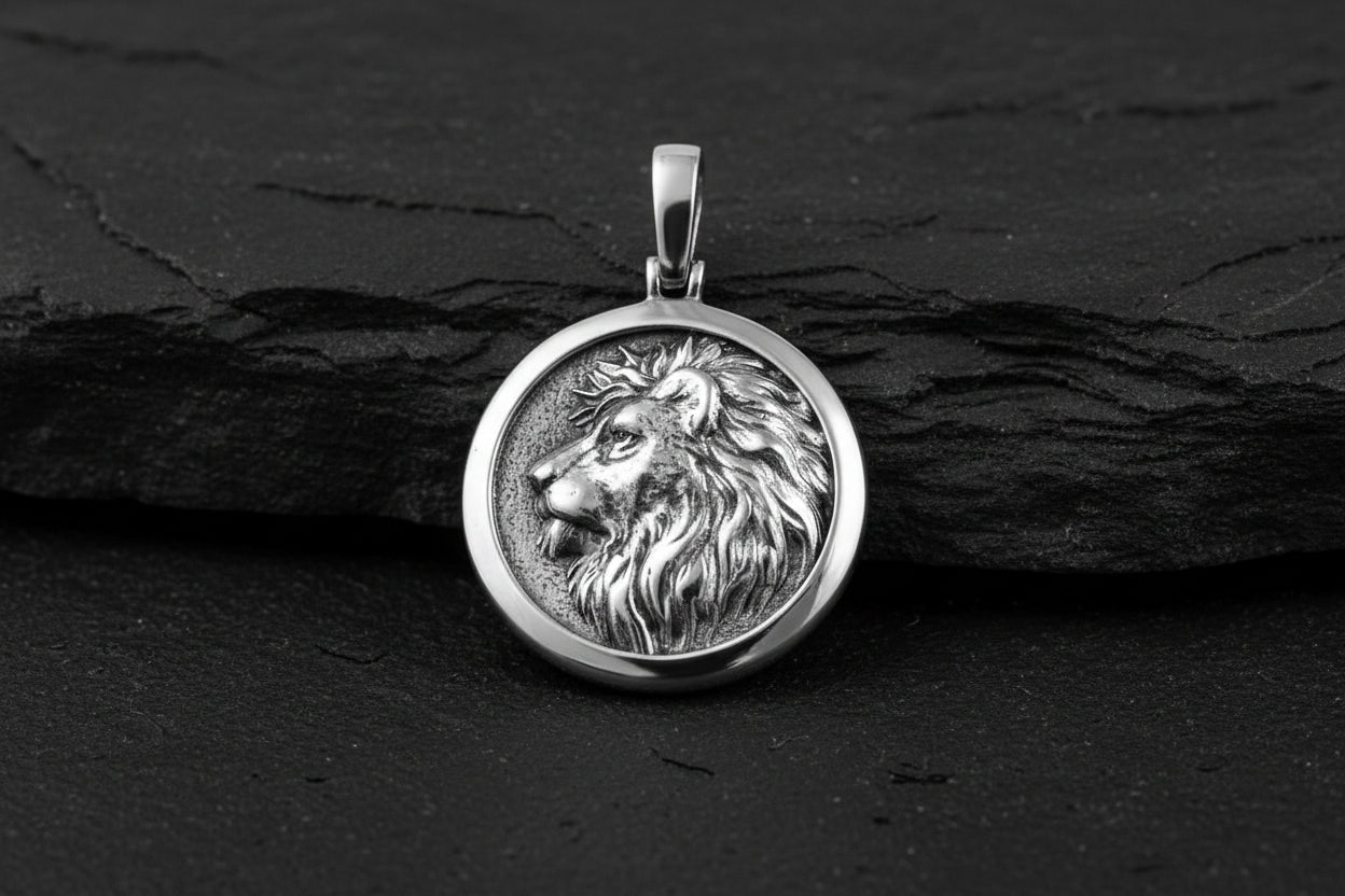 Unique Lion Pendant for Men | 925 Sterling Silver Oxidized Pendant | With Certificate of Authenticity and 925 Hallmark - caratsutra