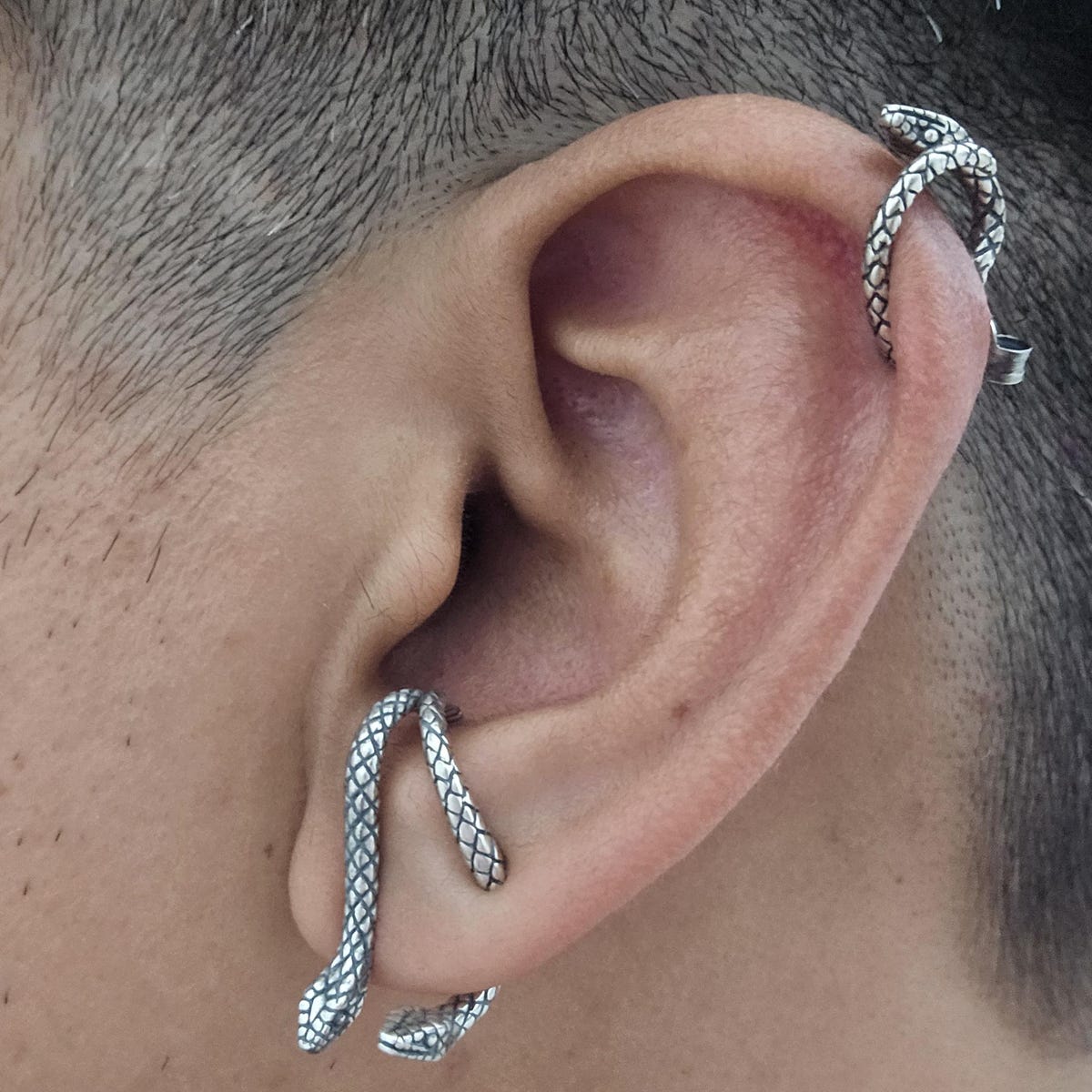 Unisex Antique finish snake Earrings | With Certificate of Authenticity and 925 Hallmark - caratsutra