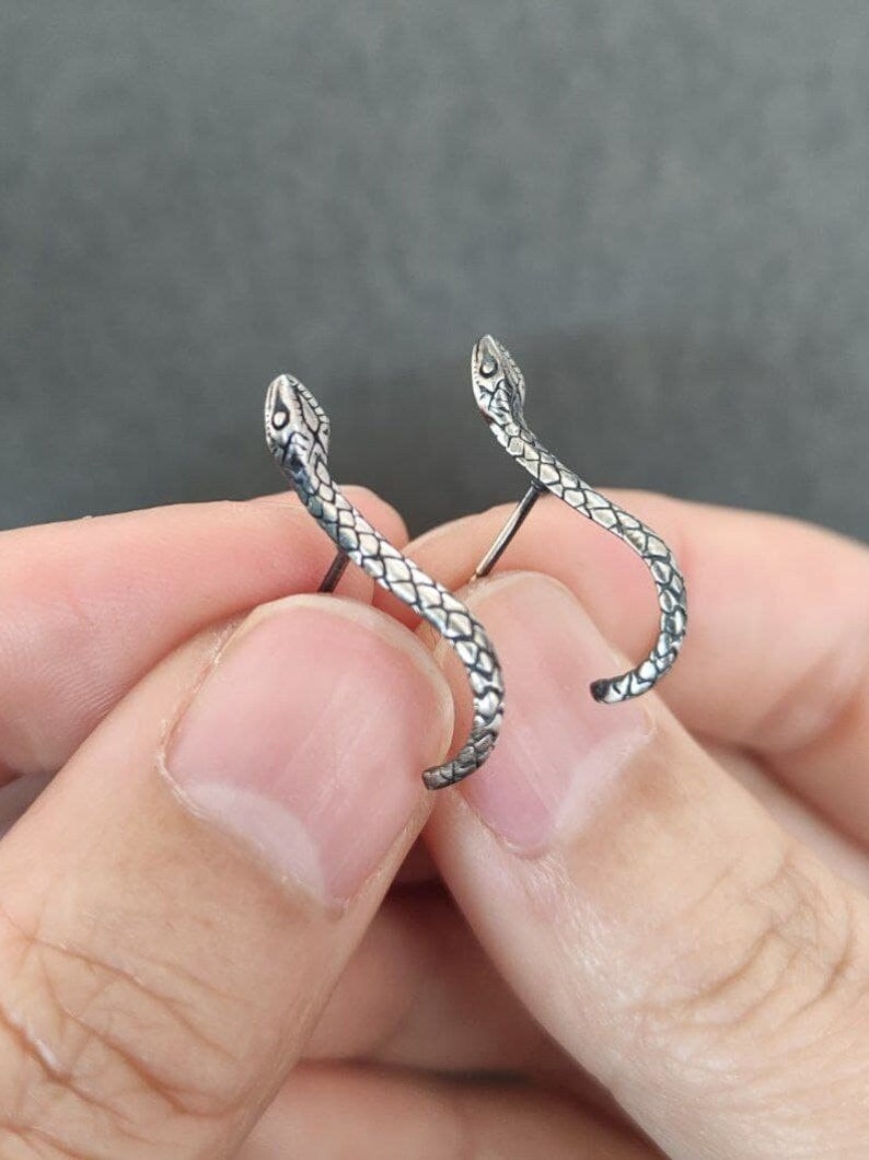 Unisex Antique finish snake Earrings | With Certificate of Authenticity and 925 Hallmark - caratsutra