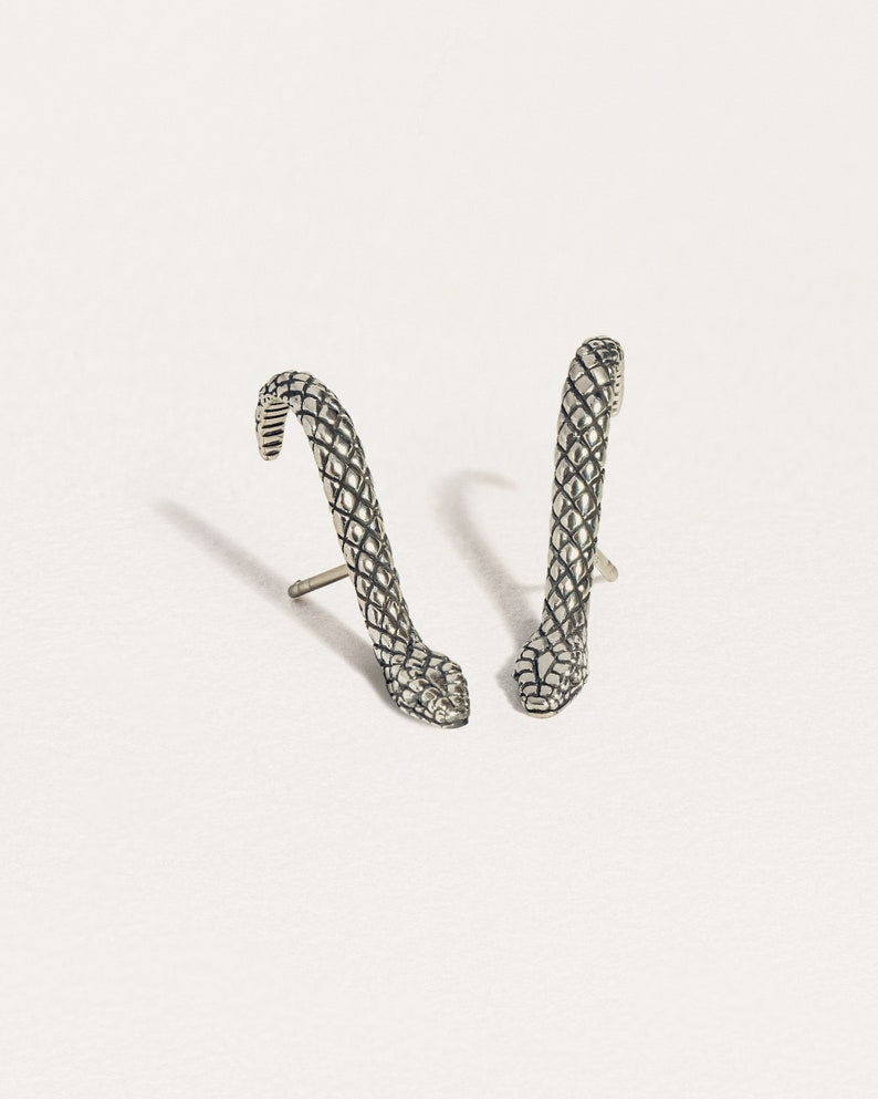 Unisex Antique finish snake Earrings | With Certificate of Authenticity and 925 Hallmark - caratsutra