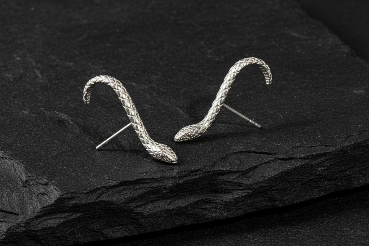 Unisex Antique finish snake Earrings | With Certificate of Authenticity and 925 Hallmark - caratsutra