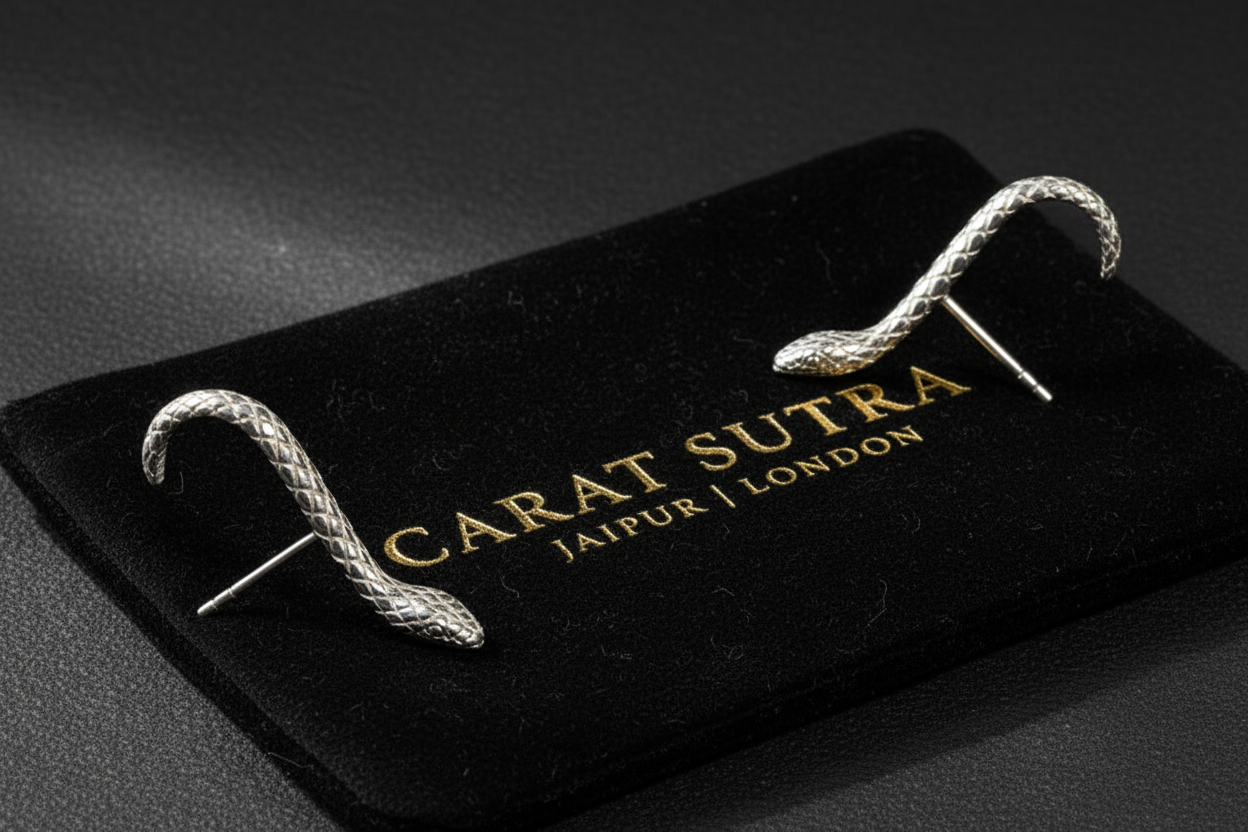 Unisex Antique finish snake Earrings | With Certificate of Authenticity and 925 Hallmark - caratsutra