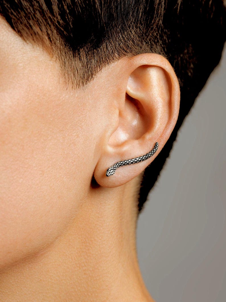 Unisex Antique finish snake Earrings | With Certificate of Authenticity and 925 Hallmark - caratsutra